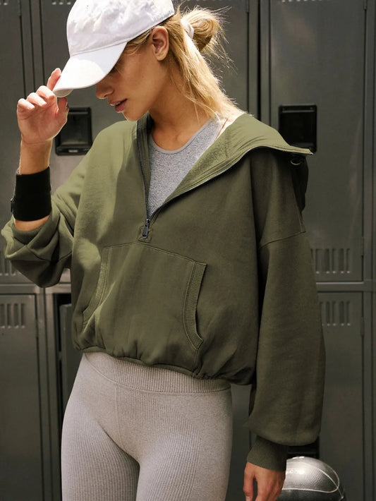 Sports Hoodie Jacket - Long Sleeve, Drawstring, Machine Washable