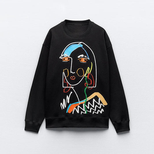 Autumn Graphic Sweatshirt for Women - Oversized Casual Pullovers