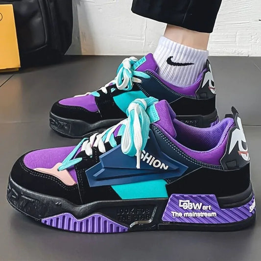 Men’s Fashion Skateboard Sneakers - Casual Lace-Up Running Shoes