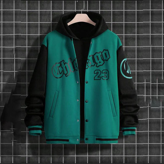 High Street Men's Baseball Jacket - Casual Loose Fit Spring & Autumn