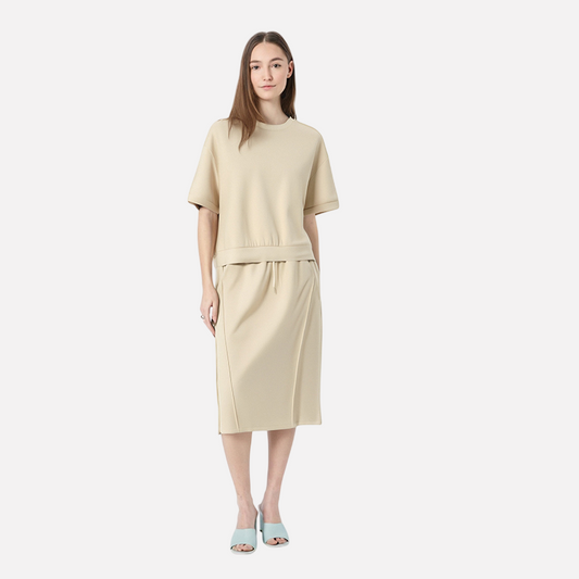 Women's Cotton Two-Piece Set - Short Sleeve Top & Long Skirt