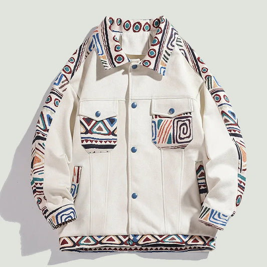 Unique Oversized Hip Hop Varsity Jacket for Men - Casual Multi-Pockets Coat