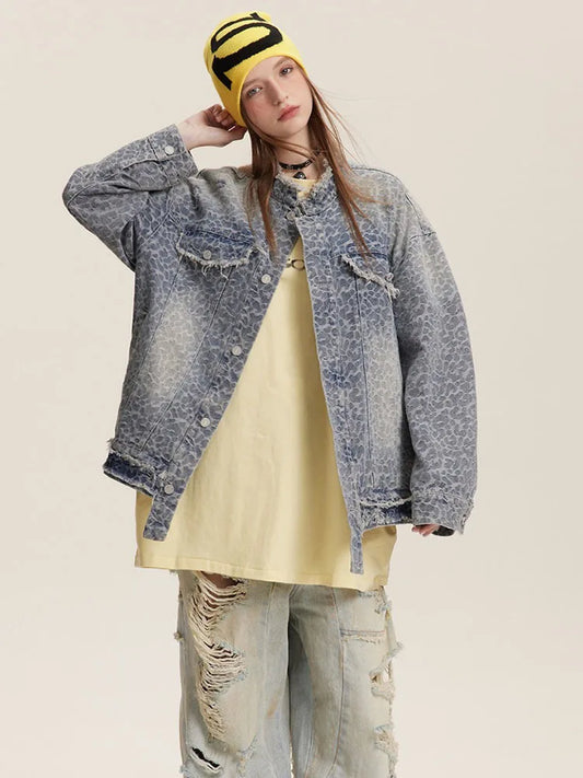Women's Stand Collar Spotted Pattern Jacket - Spring Streetwear Coat
