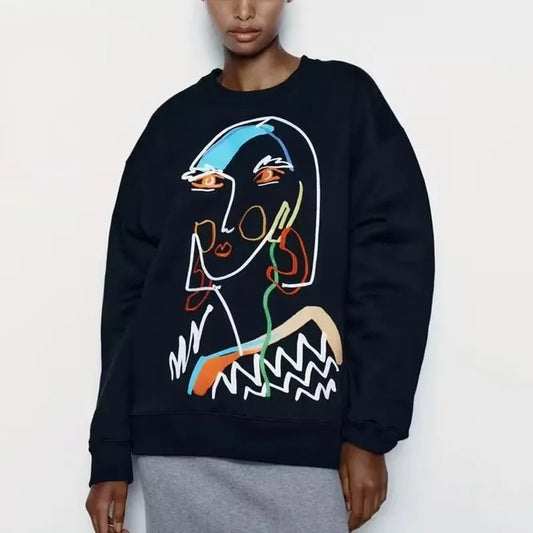 Autumn Graphic Sweatshirt for Women - Oversized Casual Pullovers